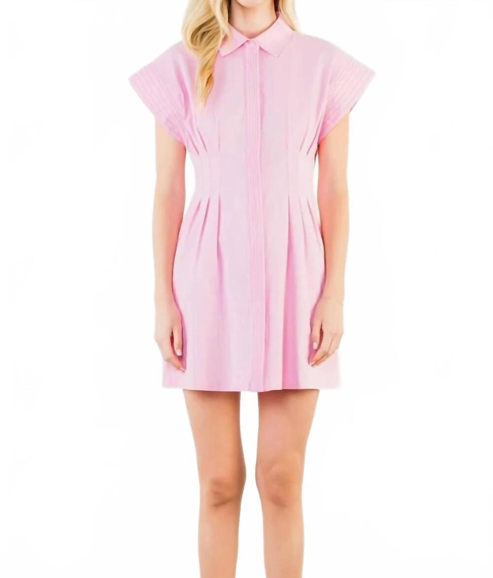 NEW THML sutton button down dress in pink